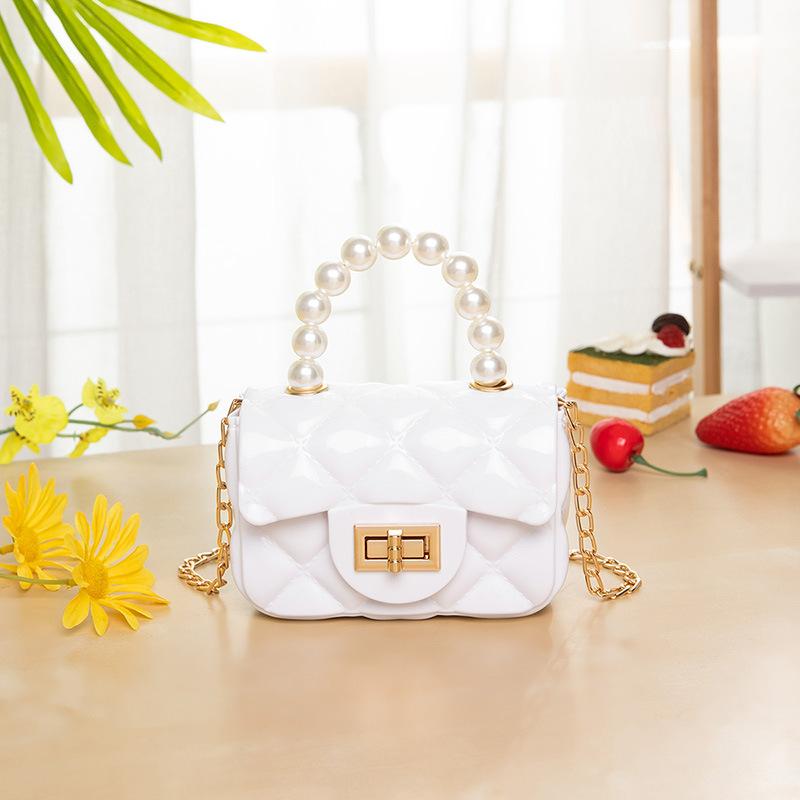 IELGY All-match Pearl Diagonal Women's Bag Portable Fashion Korean Version Casual One Shoulder White