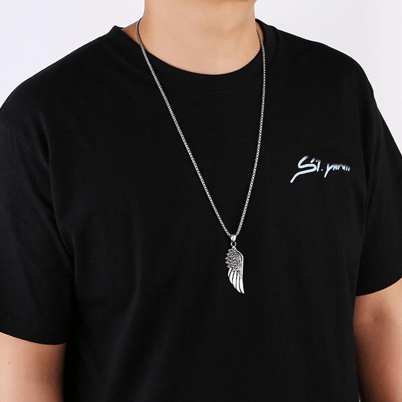 Angel Wing Necklace Unisex Trendy Vintage Feather Pendant Minimalist Choker Necklace