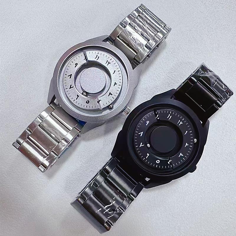 Personalized creative cool magnetic ball suspension man watches Arabic circular dial quartz watches relojes para hombre