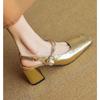 New Square Toe Marie Janes Shoes Summer Crystal High Heels Shoes New Designer Brand Dress Shoes Elegant Pumps Femme Zapatos