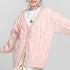 Autumn Cardigan Women Sweater Knitting Basic Fashion Long Sleeve Loose Casual Pink Coat