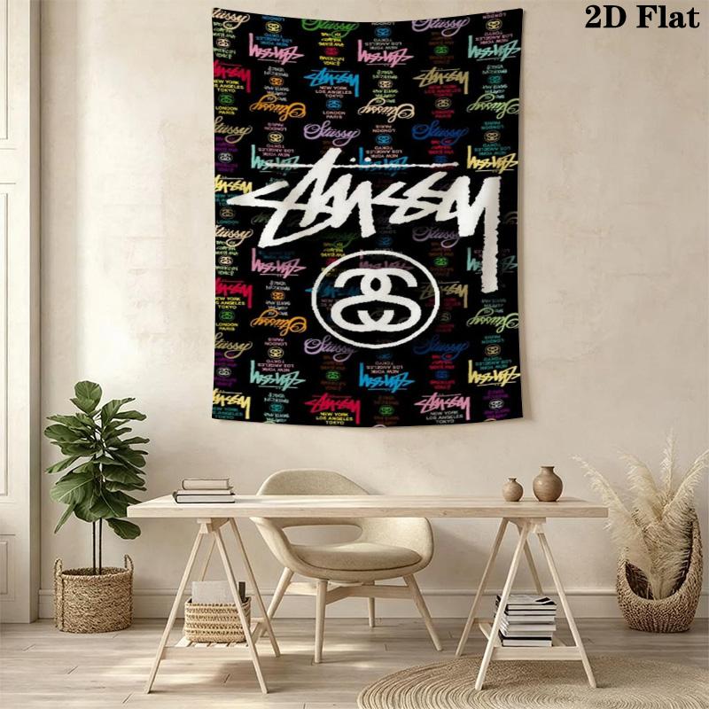 Purple Blue Swirl Marble Tapestry, Streetwear Signature Logo Wall Hanging for Room Aesthetic Decor