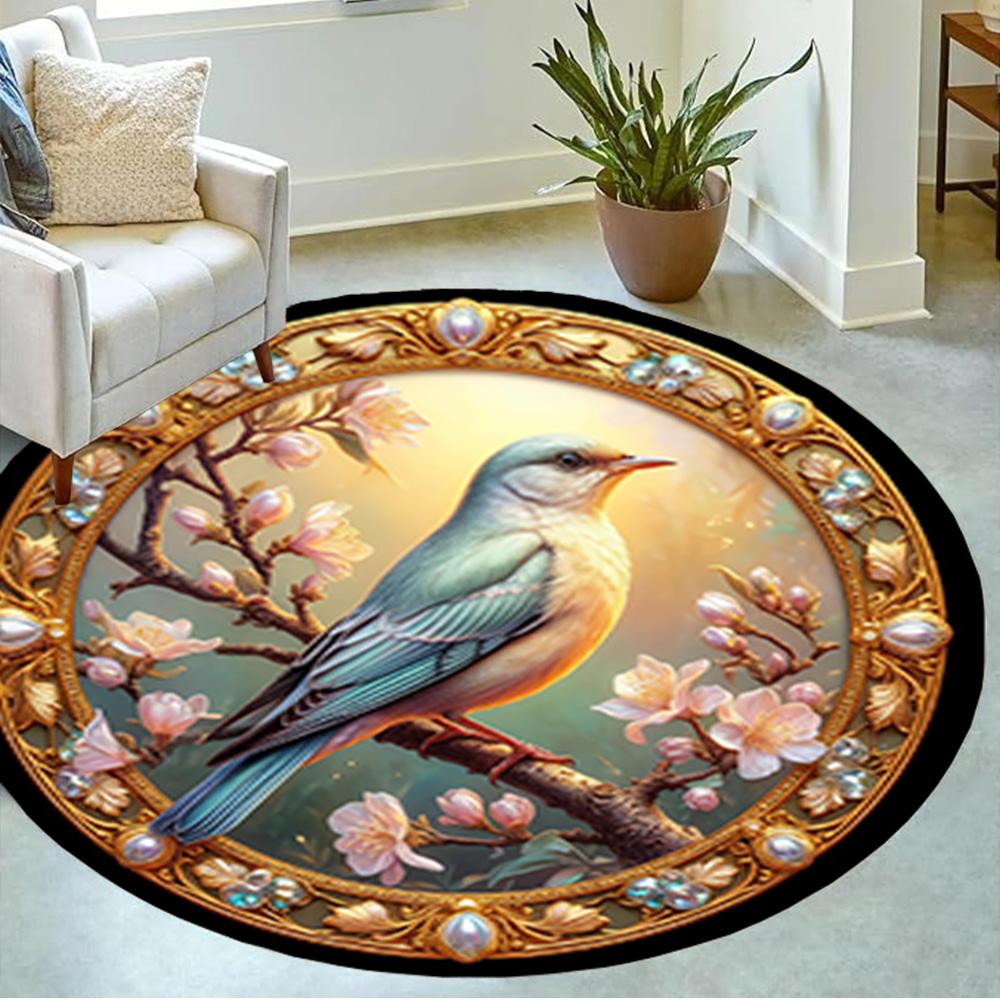 1pc home carpet design for office decor gift living room bedroom non slip colorful hummingbird flowers rug
