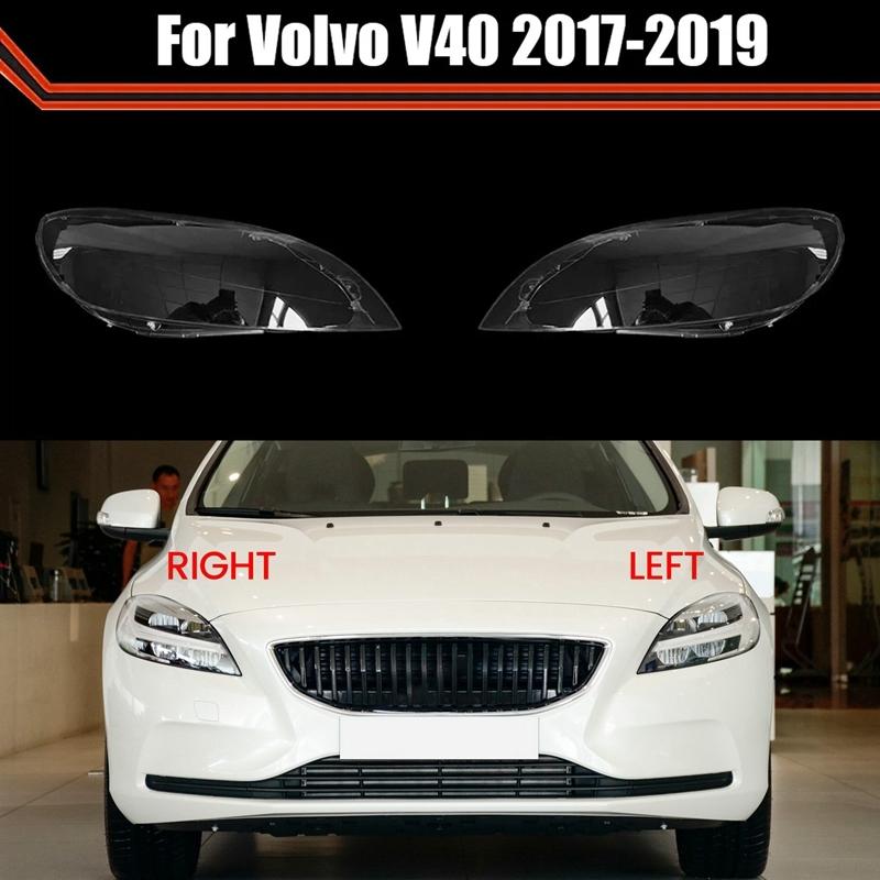 עבור וולוו V40 2017-2019 כיסוי פנס שקוף כיסוי פנס קדמי משקפיים כיסוי צללית פנס כיסוי קונכייה של פנס קדמי עדשה חלקים שמאליים