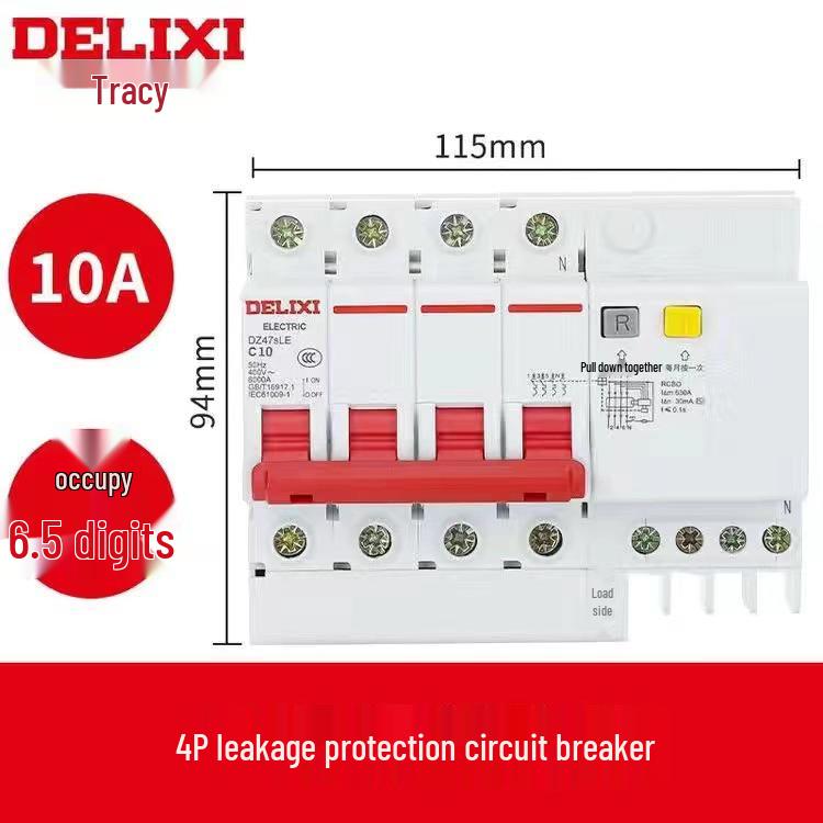Delixi DZ47SLE Type C 4P 380V Earth Leakage Circuit Breaker with Leakage Protection