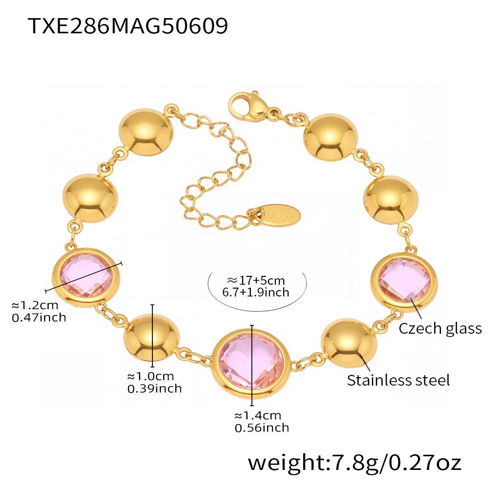 Qiong Yao Elegant Inlaid Glass Stone Bead Bracelet – Exquisite, Retro, Fade-Resistant Jewelry