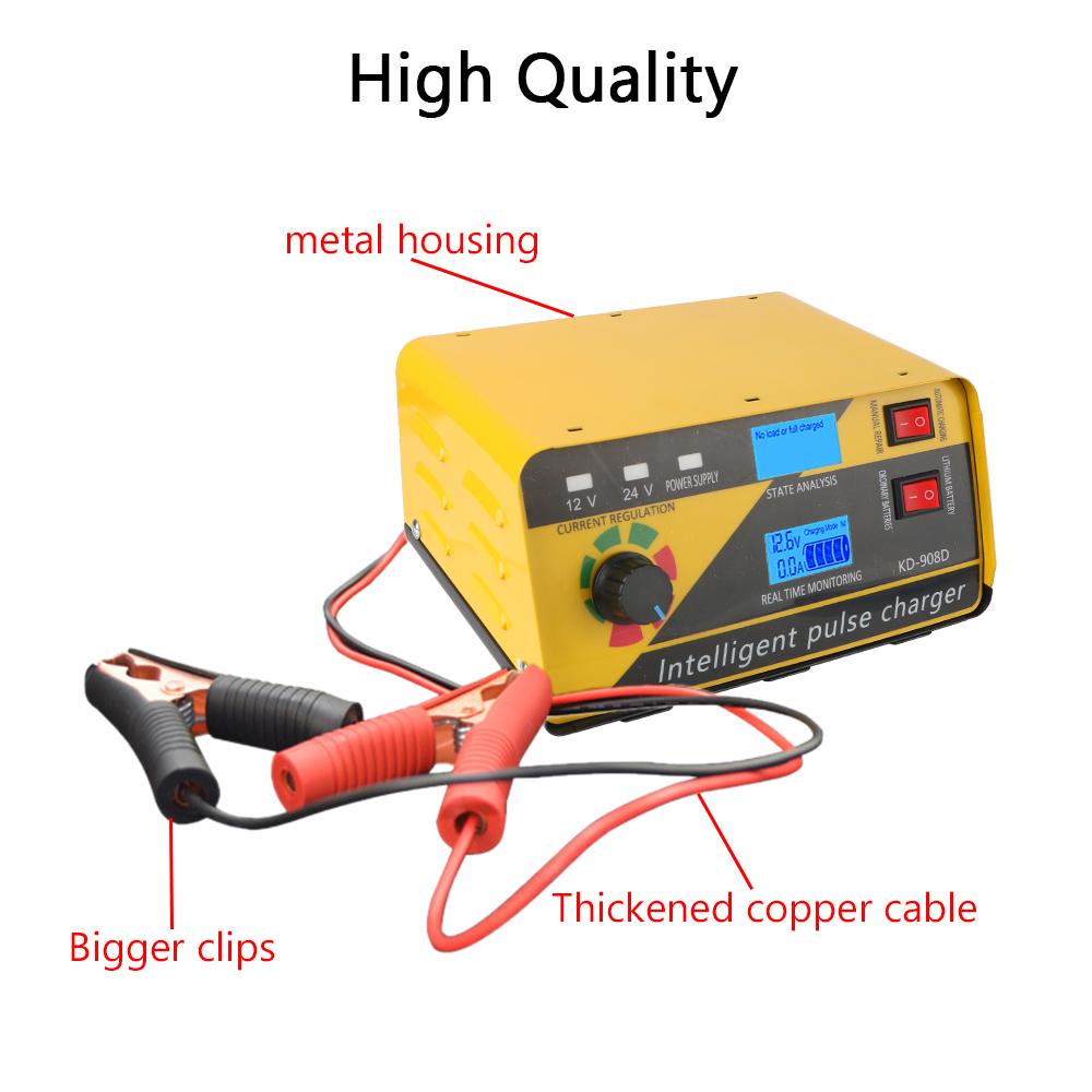 KD908D Car Battery Charger 260W Fully Automatic Pulse Repair 12V/20A 24V/10A for Lithium Lead Acid Batteries Current Regulate