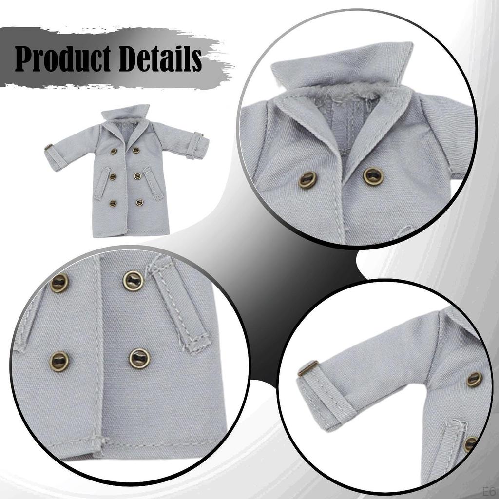 1/ Figure Clothes Miniature Clothing Trench Coat Trendy Costume Accessories for 6" Female Figures
