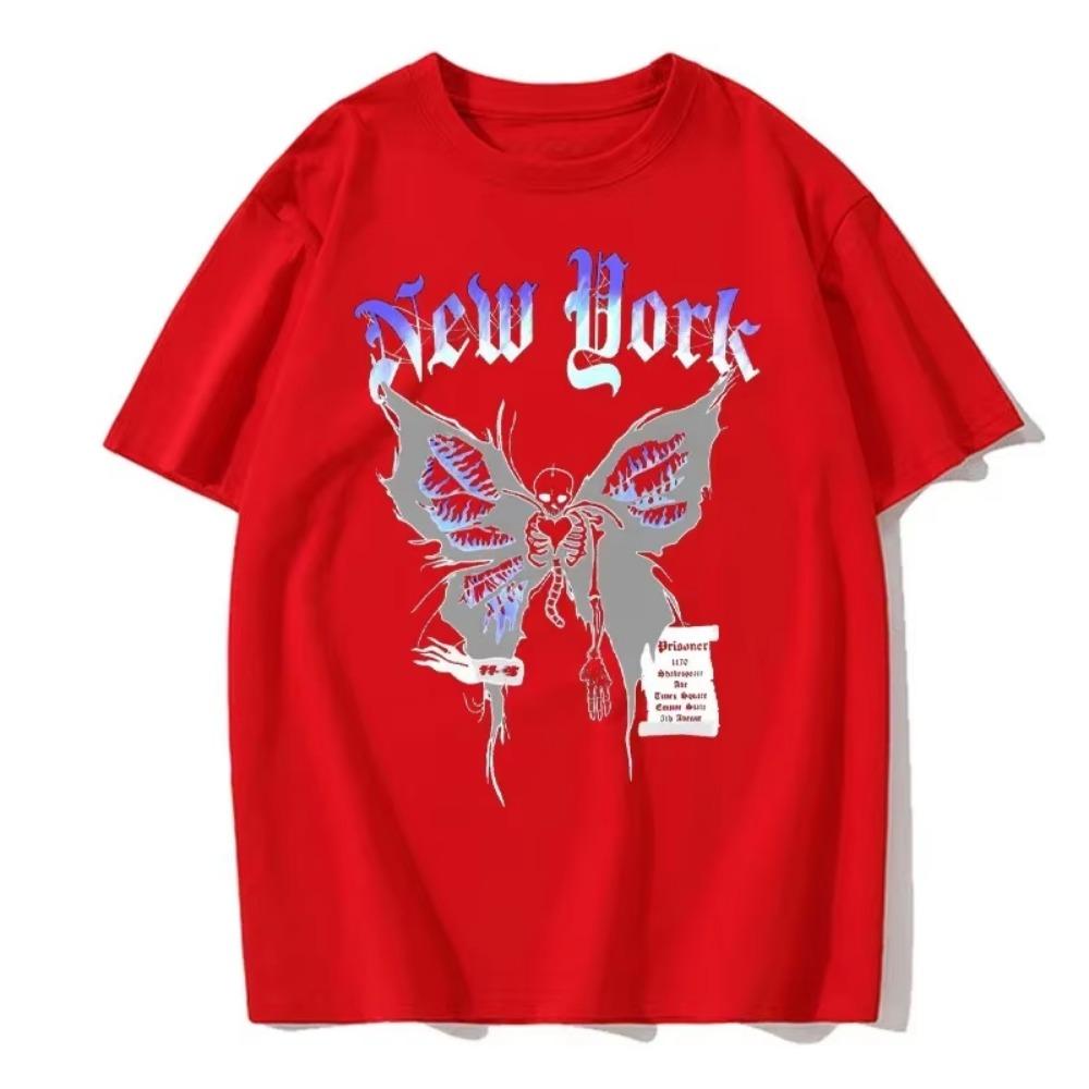 Summer Men's Fashionable Butterfly Print Casual Hip-hop Street Style Men's Round Neck T-shirt