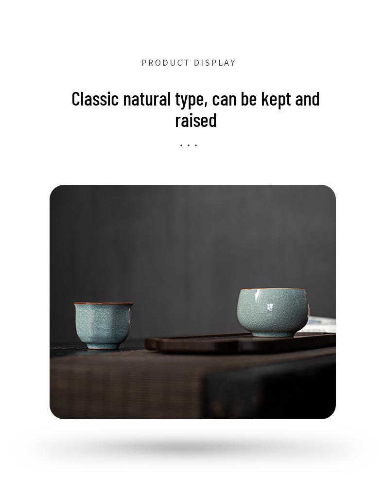 Ru Kiln Ice Flower Crackle Glaze Kung Fu Ceramic Tea Cup - Mastery In Personal Tea Tasting, Gift Box Included