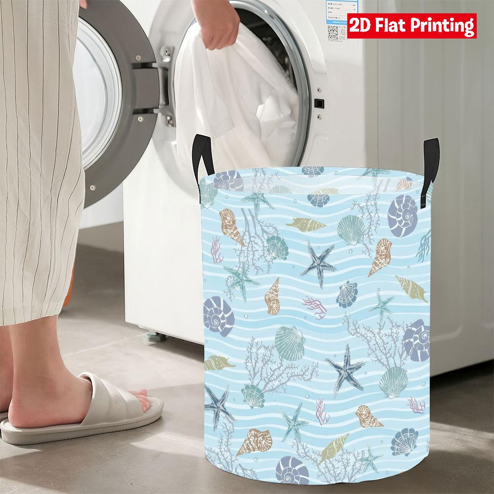 Collapsible Laundry Basket Large Round Waterproof Fabric Hamper Dirty Clothes Storage Bin Toy Organizer with Handles