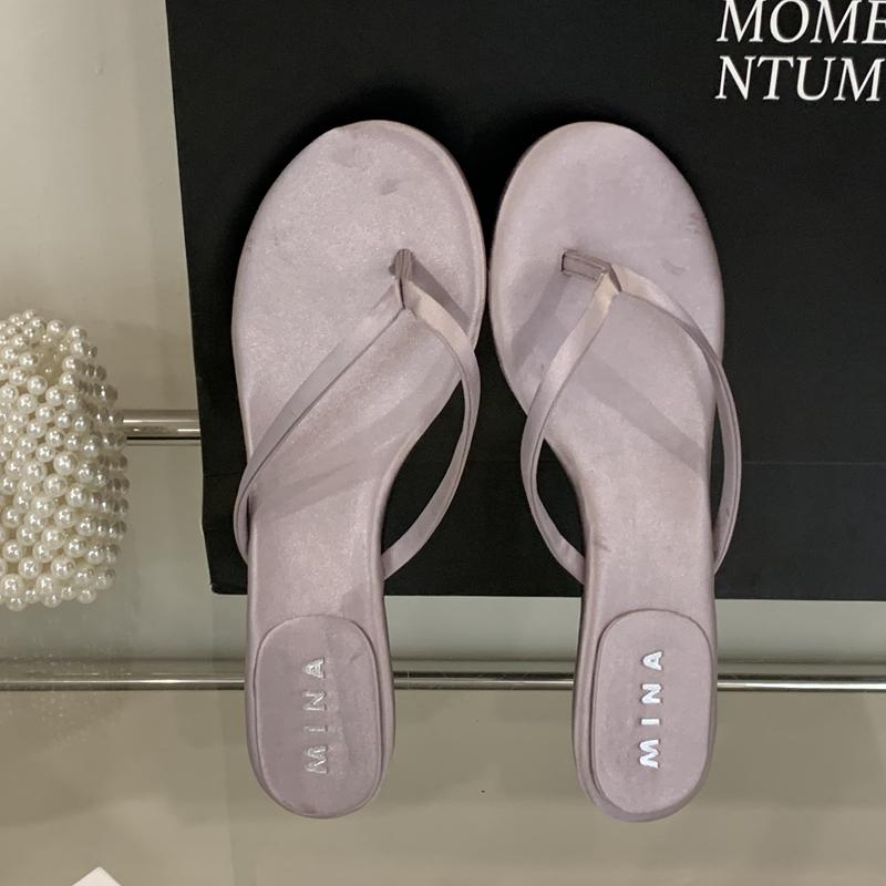 Fashion SUOJIALUN 2025 Summer New Brand Slipper Fashion Narrow Band Slip On Flip Flop Shoes Thin Low Heel Outdoor Dress Sandal Slides Sh