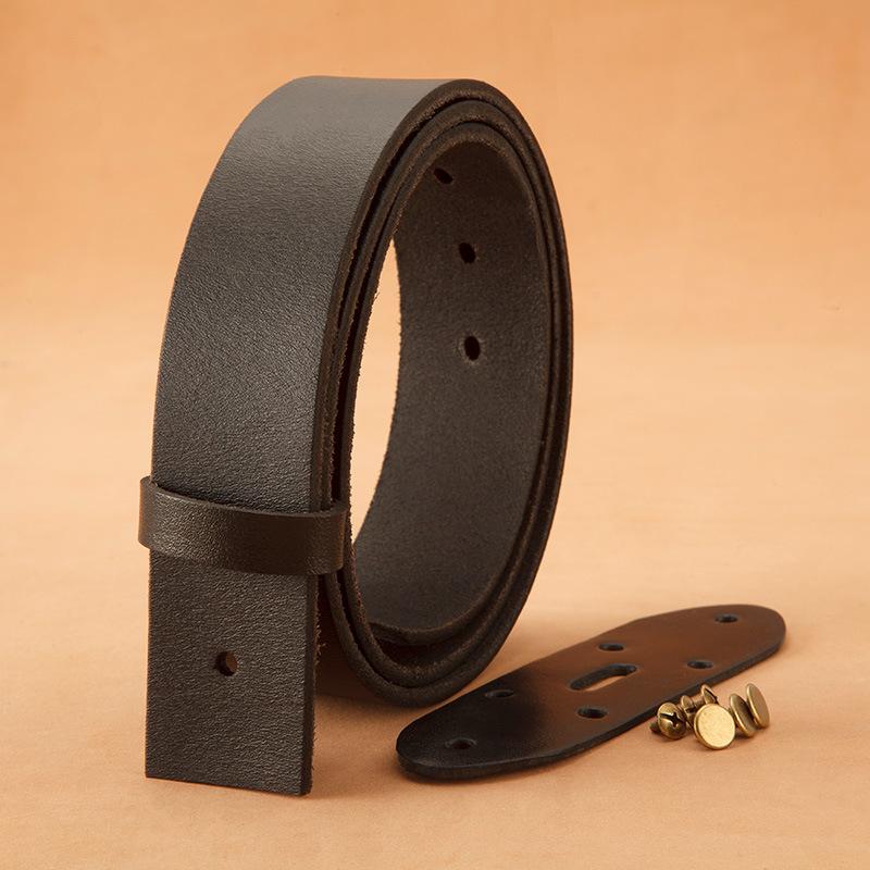First Layer Cowhide Men's Washed Retro Belt with Needle Buckle Genuine Leather Casual Versatile Men's Headless Belt
