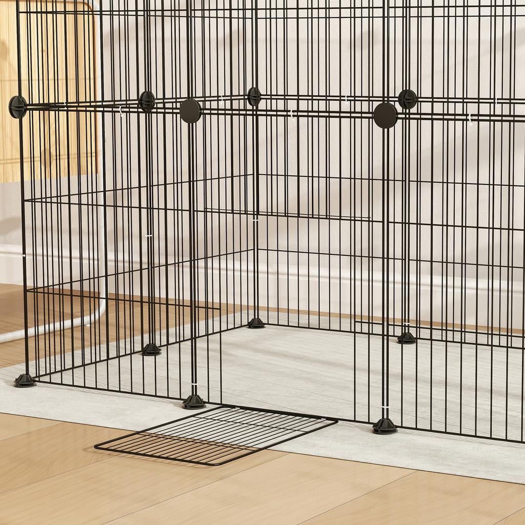 Small Animal Cage, Outdoor Enclosure, Modular Construction, 0.72 m² Area, Steel, Black
