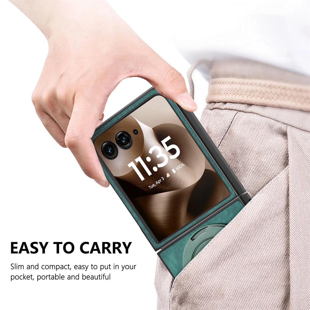 For Motorola Razr 60 Ultra 5G Phone Case with Rotating Kickstand Stress Relief Retro Leather Back Cover