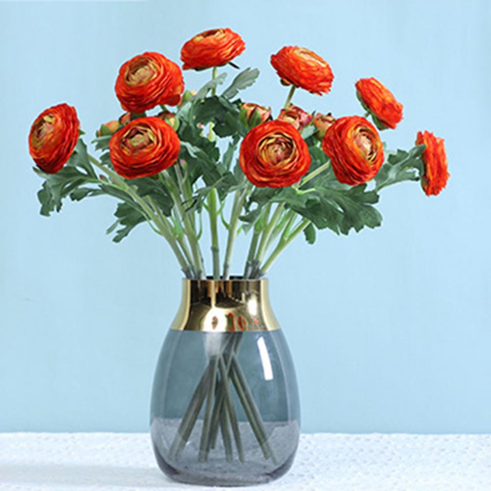 Use Artificial Flowers Artificial Ranunculus Asiaticus 2 Head Silk Flower Stem Realistic Peony Faux Bloom Arrangement Wedding
