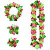4 Pieces Hawaiian Leis Set Green Red Luau Leis Hawaiian Flowers Leaves Wreath Garland Tropical Floral Accessories for Hawaiian Luau Party Wedding