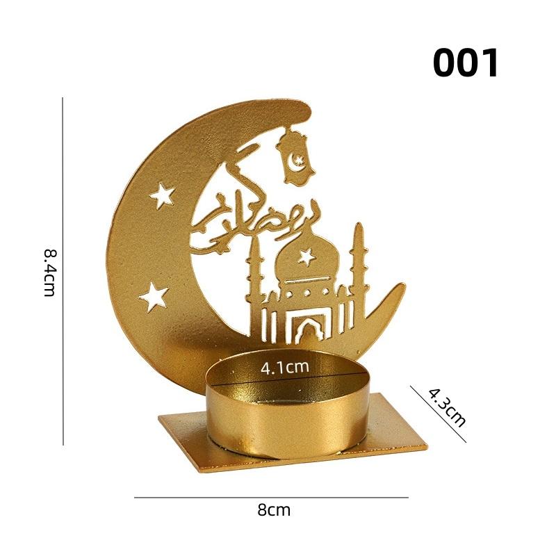3D Metal Ramadan Tealight Holder Eid Mubarak Kareem Candle Holder Candlestick Desk Ornaments Table Decor for Islamic Home Party Supplies