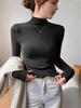 AW 2025 German Velvet Semi-High Neck Women's Slimming Long Sleeve Top