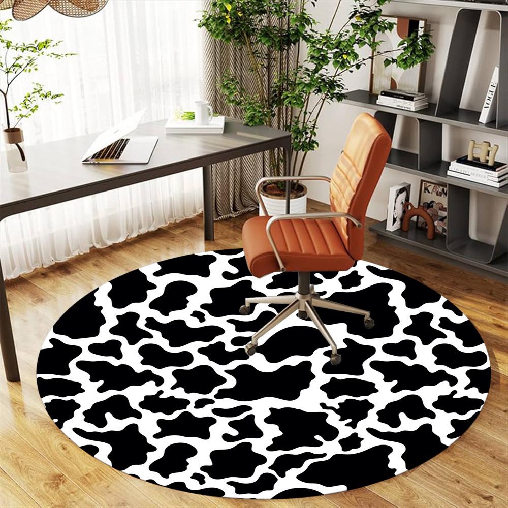 1pc cow print Round Chair mat Area Rug - Non-Slip, Floor Mat for Office, Bedroom, and Indoor Decor c1125288