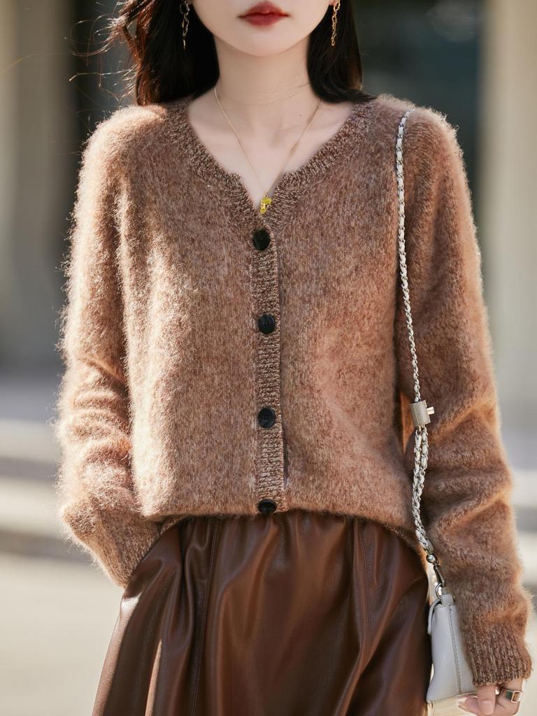 Women’s French Style Floral Wool Knit Cardigan - Cozy Autumn/Winter Fashion 2025