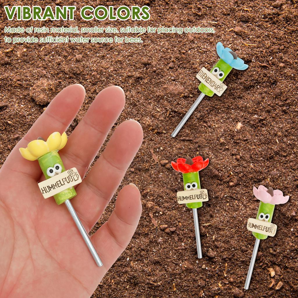 4Pcs Bee Watering Station Resin Wild Bee Drinkers Fascinating Butterfly Drinking Cups Cute Butterfly Water Feeder for Outdoor