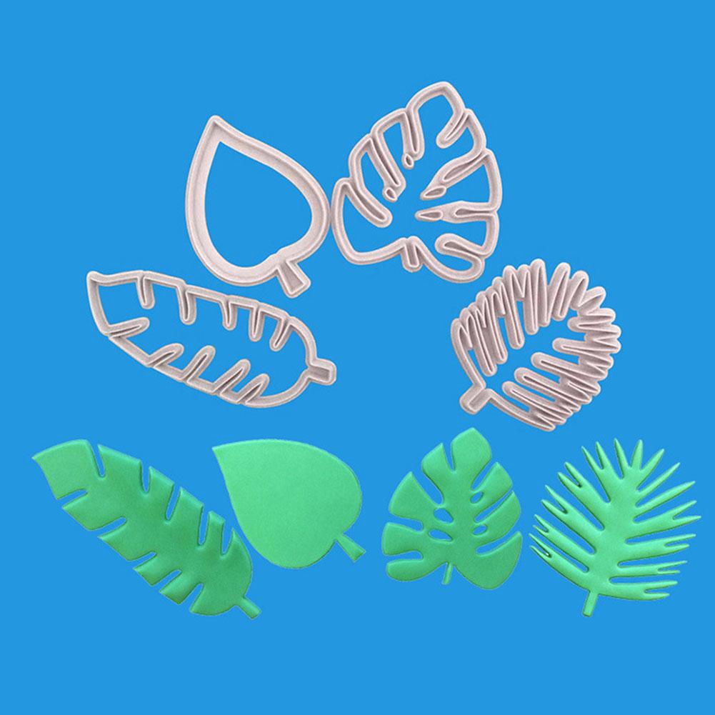 

4Pcs Tropical Leaves Shape Plastic Injection Baking Molds for Cake Decor Cookie Making white#0