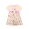 European & American Style Cute Print Girls' Short-Sleeve Knit Cotton Dress
