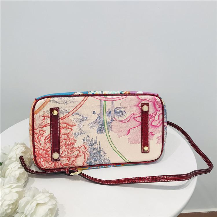 2021 Neue Platin-Tasche bordeauxrotes Krokodilmuster mit bemaltem Giraffenmuster Rindsleder erste Schicht tragbar Schultertasche Umhängetasche