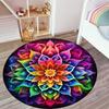 Rainbow Mandala Round Rug, Flower of Life Sacred Geometry Design, Colorful Spiritual Carpet for Meditation Yoga Decor