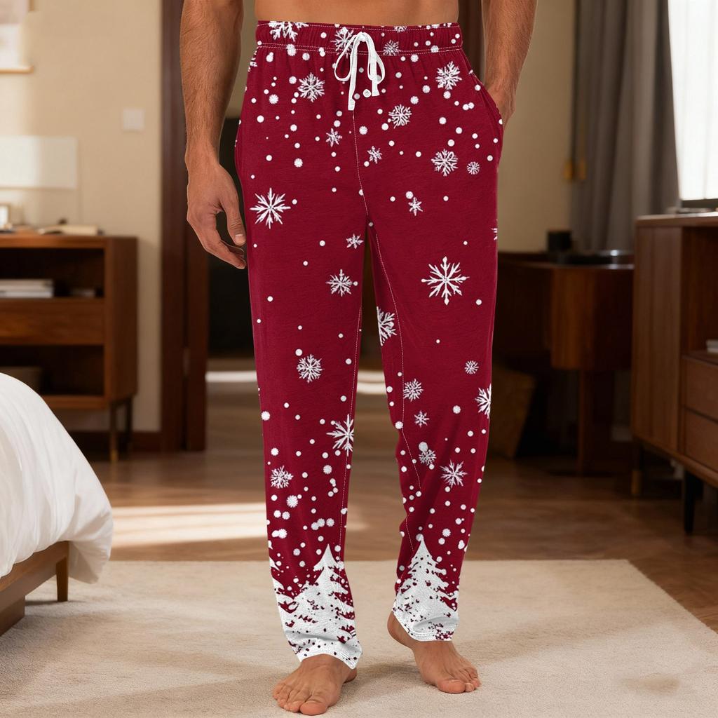 Herre Ensfargede Strikkede Ensfargede Lomme Fritidsbukser Hjem Pyjamasbukser