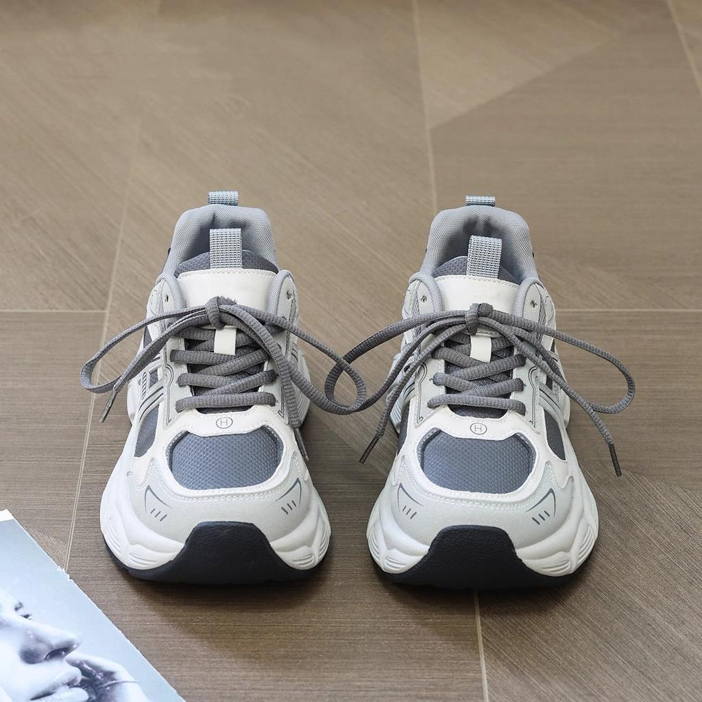 Design Sense Thick Sole Heightening Versatile Dad Shoes Ins Women's 2025 Spring New Retro Mesh Shoes Women's Sports Shoes