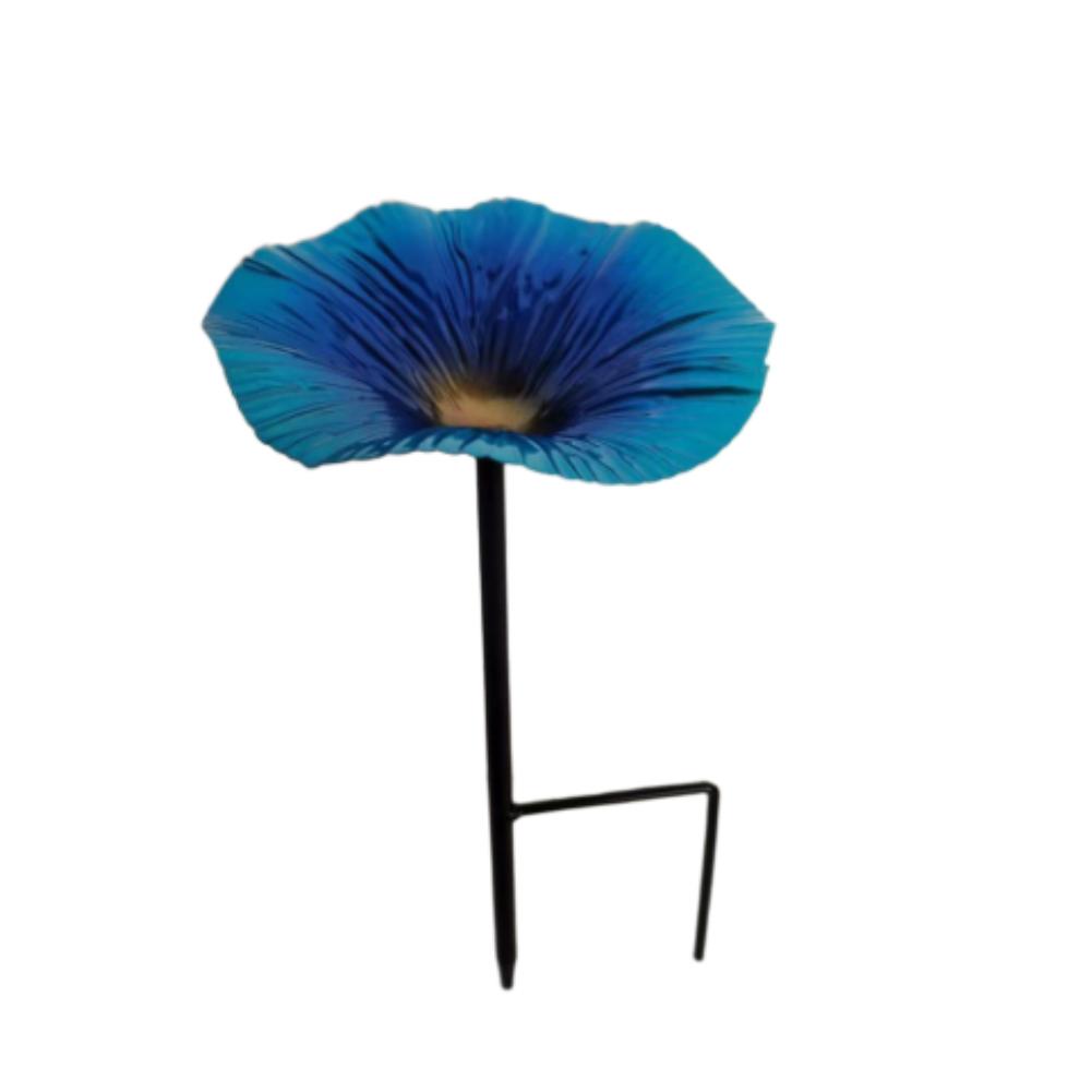 1 Stück Bunter Vogelhäuschen und Vogelbad Gartendekoration Blumenform Bienenbewässerungsstation Vogelbad-Stange für den Außenbereich Wasserspender