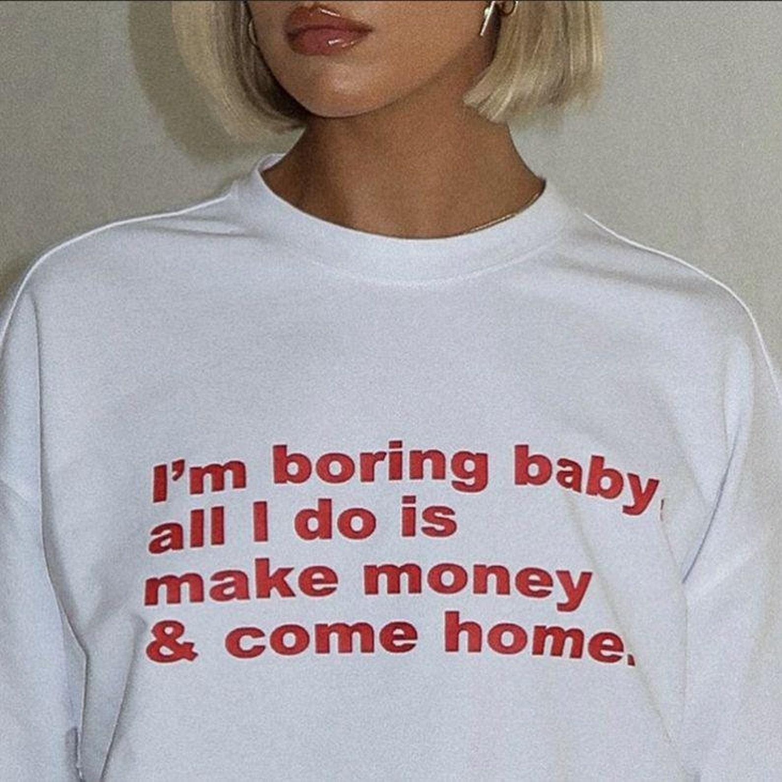 I m Boring Baby Graphic Tee - Funny Y2K Slogan T-Shirt 3XL