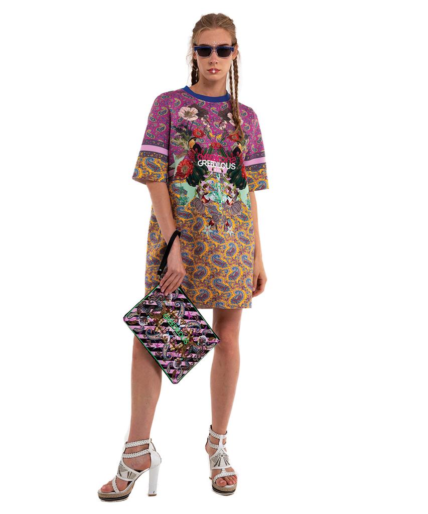 GREEDILOUS Peach Chandelier Neoprene Dress