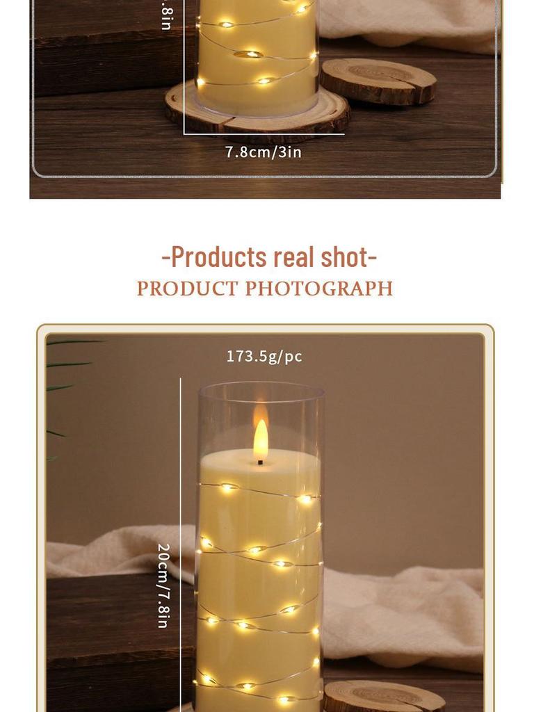 Remote-Control LED Candle String Lights - Acrylic Ornaments for Concerts, Birthdays, and Romantic Decor