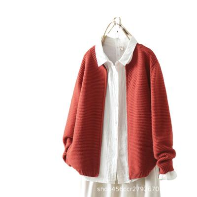 Women's Casual Loose Long-Sleeve Knitted Cardigan with Double-Head Zipper - Autumn/Winter Sweater Jacket