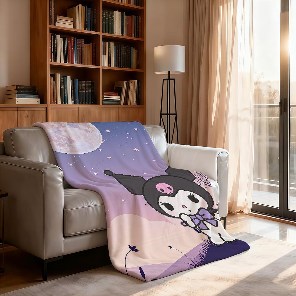 Kawaii K-Kuromi-I Blanket Soft Throw Blanket for Home Bedroom Bed Sofa Picnic Travel Office Rest Cover Blanket Gift