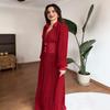 Women's Fashion Solid Color Long Sleeve Polo Collar Button Pleated Dress