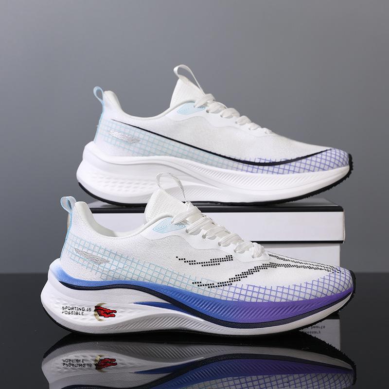 Running Shoes Mesh Sports Shoes Breathable Shock Absorption Rebound Professional Marathon Carbon Board Racing Training Running Shoes