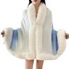 Women's Fashionable Knitted Fur Collar Cardigan Coat - Stylish High-End Autumn & Winter Sweater Cape Shawl.