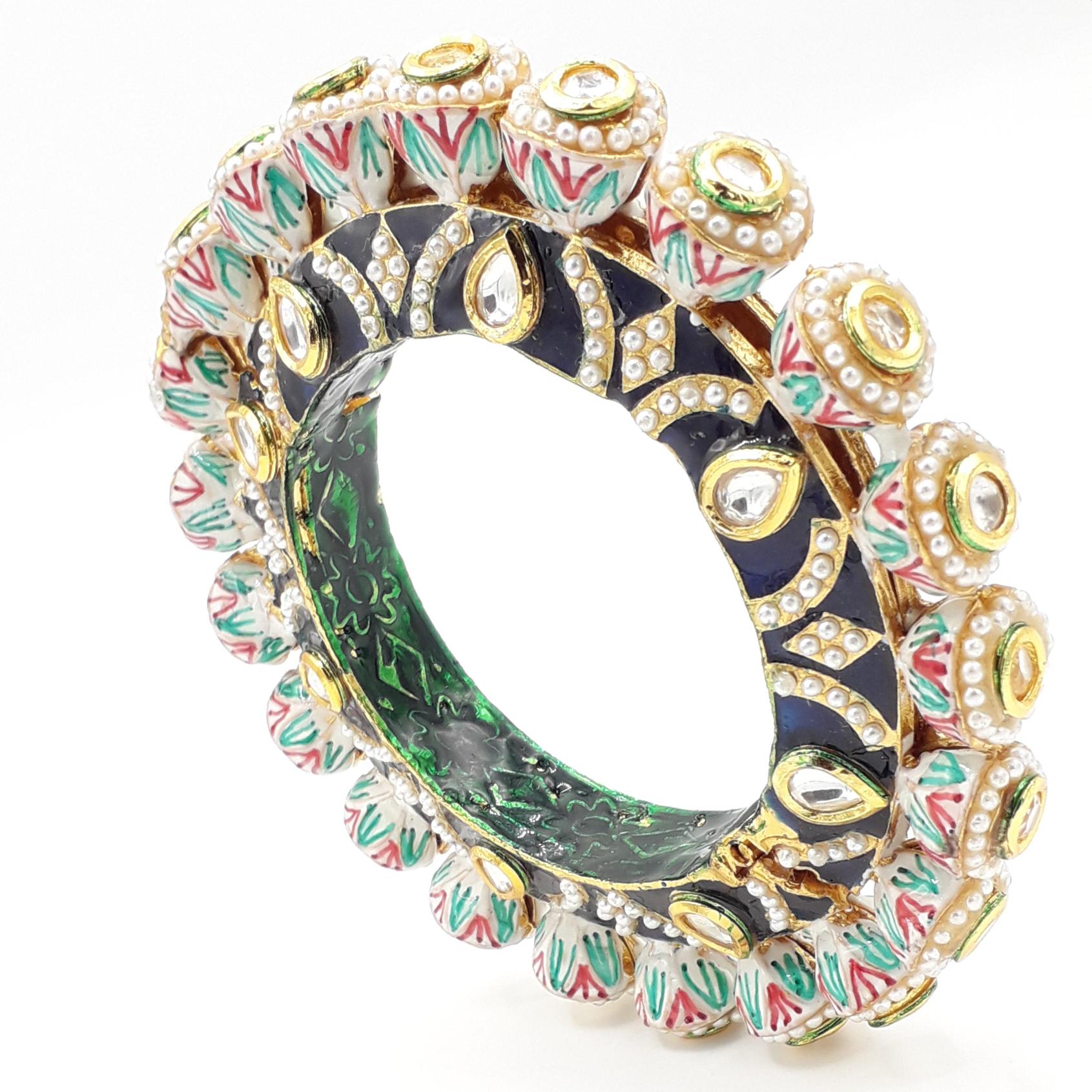 

Браслет Банле жемчуга Хандмаде покрытый золотом эмали Бридал для женщин