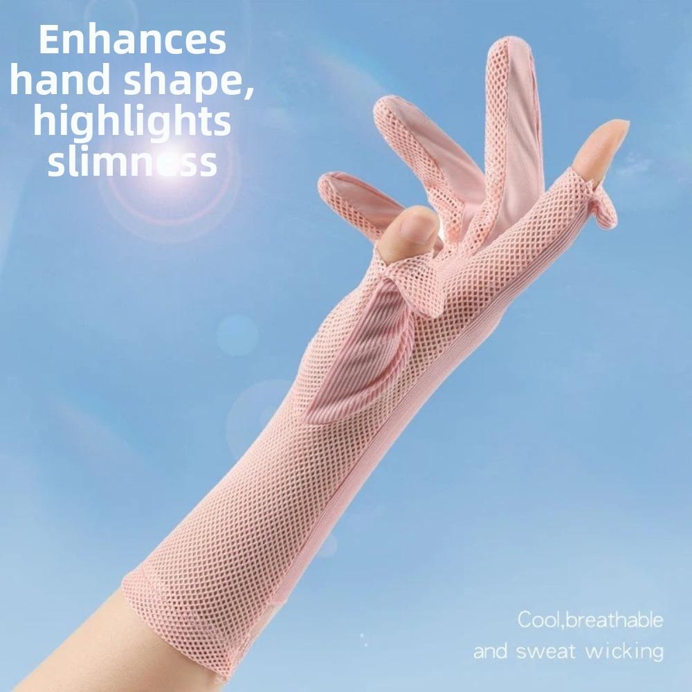 Breathable Sunscreen Gloves Lace Anti-UV Mittens Lightweight Ice Silk Gloves for Summer