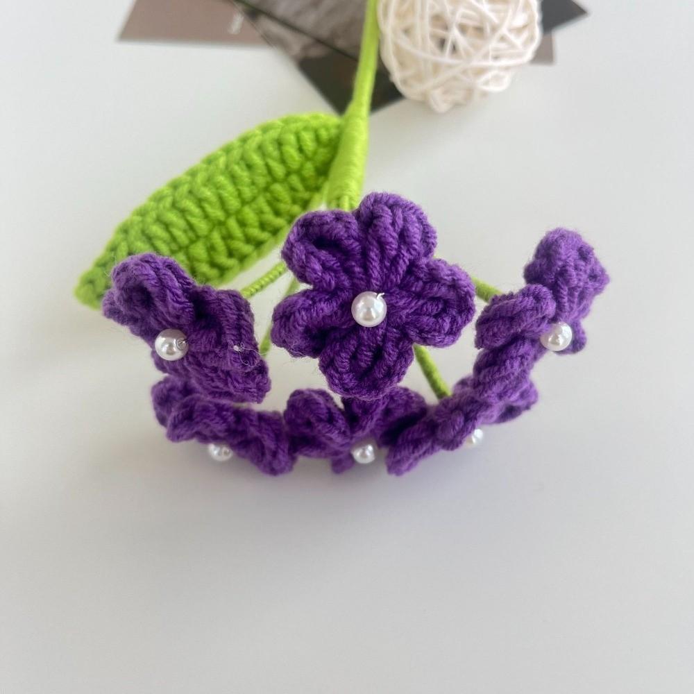 

Artificial Handmade Bouquet a Bundle of 6 Flowers Knit Fake Flowers Creative Crochet Flowers Gift фіолетовий