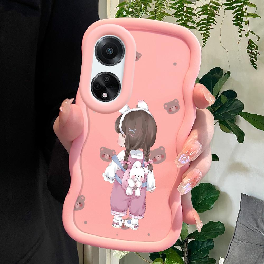 

Окрашенный узор Big Wave Edge Мягкий силиконовый материал Macaron чехол для телефона противоударный защитный резиновый чехол для OPPO Reno Realme Realme C11 2021 розовый