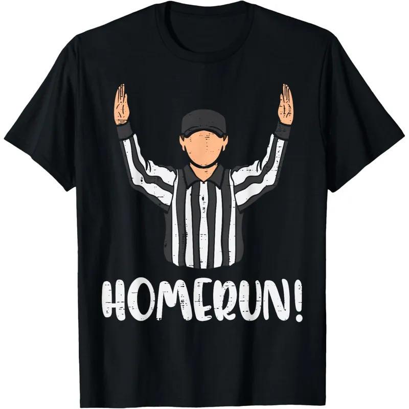 Fashion Women T-Shirt Homerun Referee Baseball Umpire Gesture Graphics S чёрный