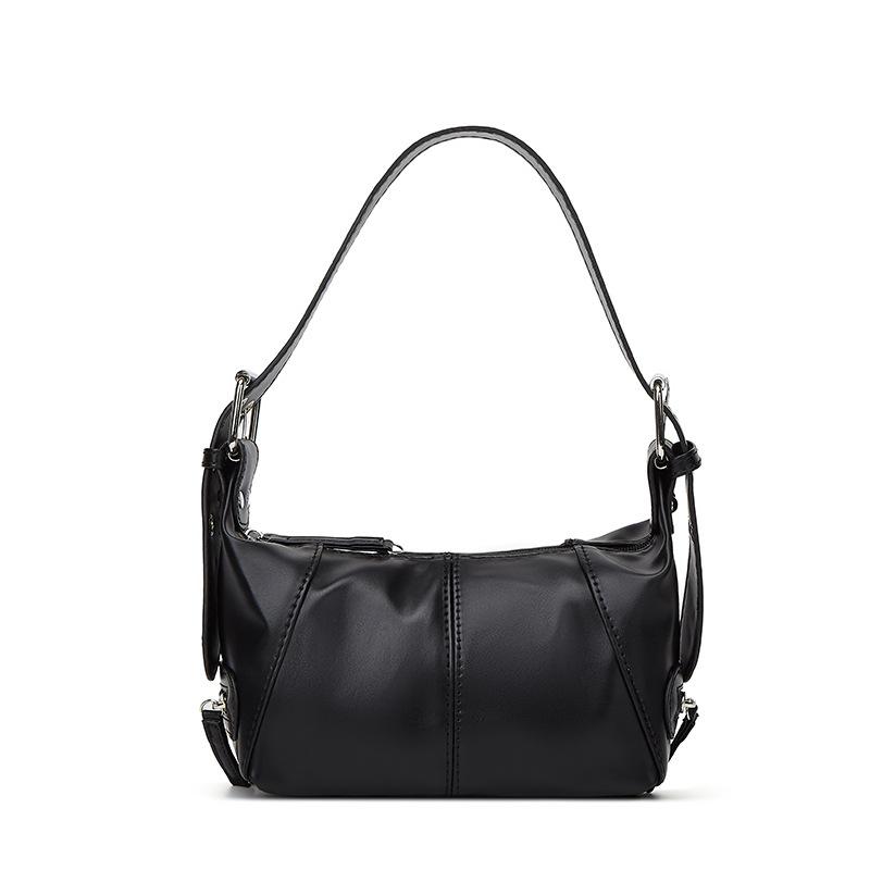 

Новая женская сумка, крутой дизайн ниши для девушек, модная кожаная молния, на одно плечо, портативная подмышечная, ретро тренд чёрный