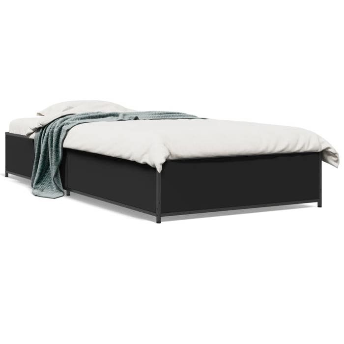 VidaXL Bed Frames Black 90x190 Cm Engineered Wood and Metal Bed Bedroom Furniture Guest Bed Slatted Base Bed 845116
