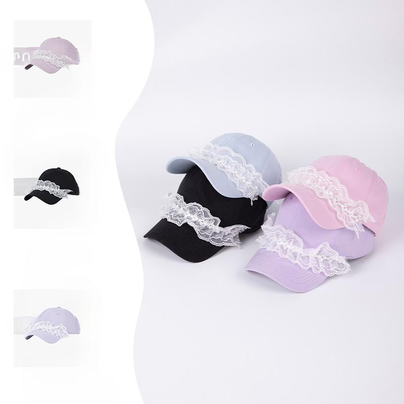 Niche Design Sweet and Cool Lace Baseball Cap Girl Sweet and Cute Original Texture Showing Face Little Girl Baseball Cap