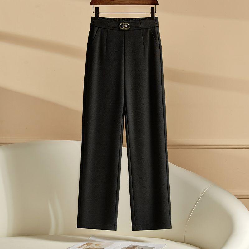 Women s High-Waist Wide-Leg Pants - Versatile Spring & Autumn Casual Wear for Middle-Aged Women S ( 45kg)